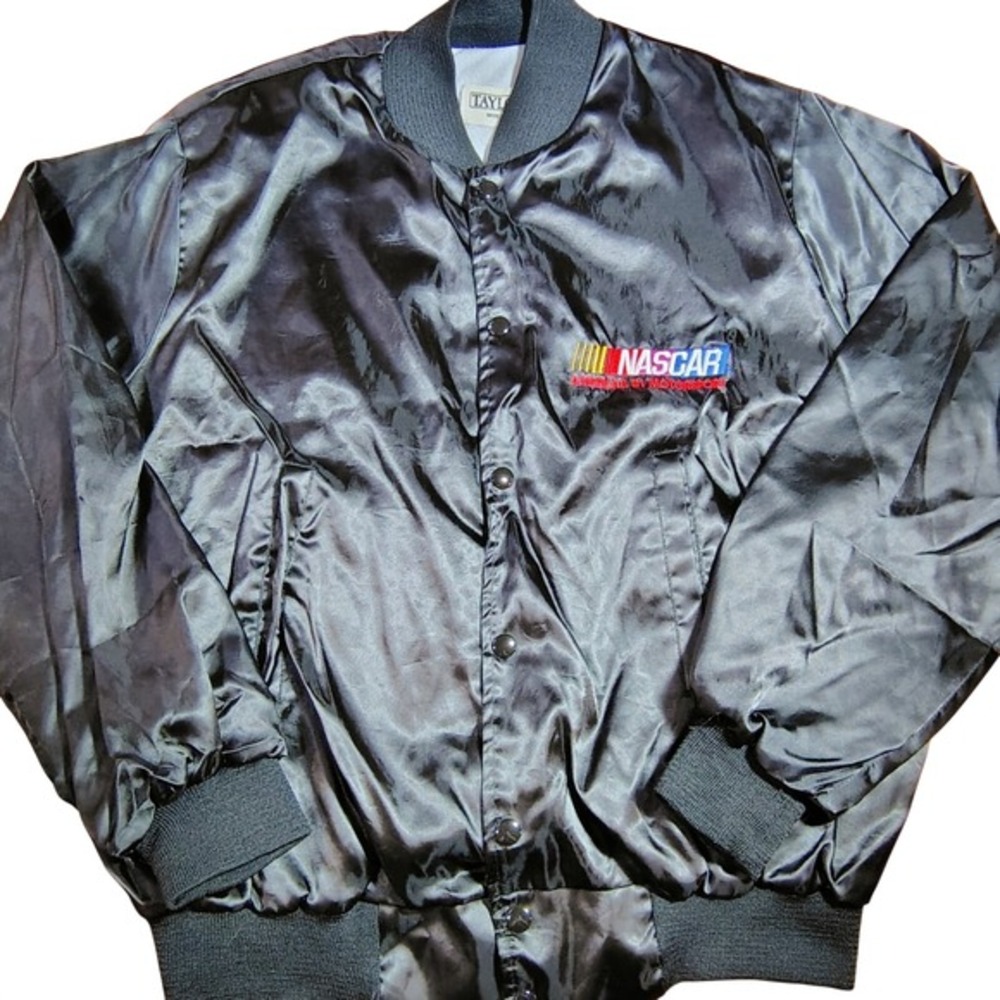 VTG Taylor NASCAR‎ Racing Bomber Jacket Black Men's Size L USA Made